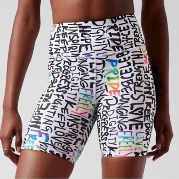 Athleta Pants - Athleta Elation Train Biker Short Workout in Pride Size Small 7" inseam NWT